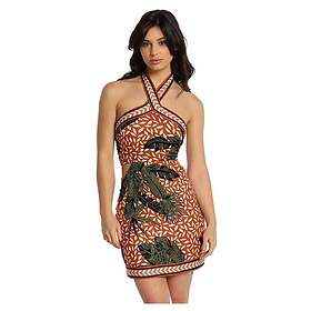 Lois 10966 Sleeveless Tropical Print Halterneck Short Dress