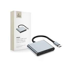 Tech-Protect Hb08 Adapter USB-C + USB2.0 + 2 X Hdmi 4K 60Hz 5906302368624
