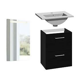 1904 Voss Badmøbelsett 3-i-1 Slim Black Oak 50cm Square 7041041SF50