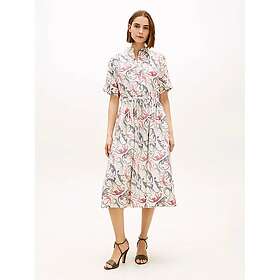 Tommy Hilfiger Ww0ww49633 Linne Kort Ärm Midi Klänning