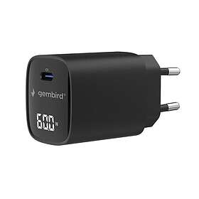 Gembird TA-UC-1C-PD60LCD-01-BK USB Type-C Snabbare Laddare med LCD 60W