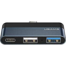 Usams 6958444945613 Us-Sj490 USB Adapter USB-C - USB-A + USB-C