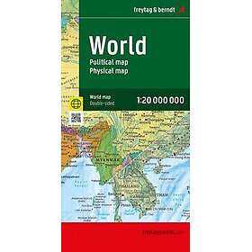 World Map, Political Physical, English, folded Map