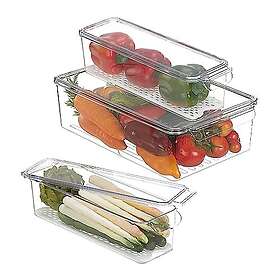 Relaxdays 10044092 Refrigerator Organizer Transparent White (Lot de 3)