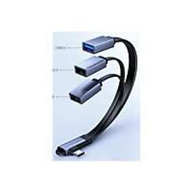 MicroConnect MC-USBCANG-USBA3WAY Vinklad Splitterkabel USB-C till USB-A 3-vägs