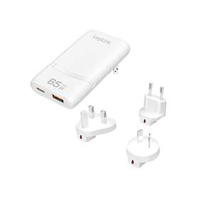 LogiLink Dual-Usb PA0376 GaN Seinälaturi USB-C:llä ja USB-A:lla 65W