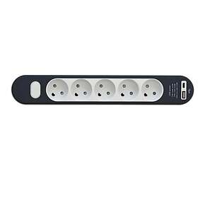E-Line 5-Vägs Strömbrytare Med Jord + USB 1.4m 8532551