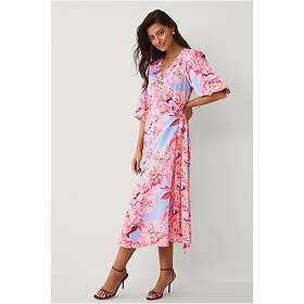 Ellos Collection Puffermer Blomstret Midi Kjole