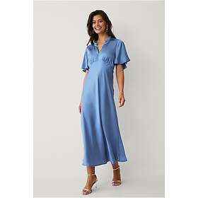 Ellos Collection Satin Midi Klänning Med Fjärilsärmar