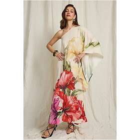 Joelle One Shoulder Cape Sleeve Floral Print Long Dress