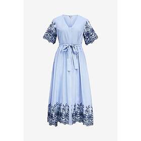 Object Objvanna Broderade Detaljer S/S V-Hals Lång Klänning