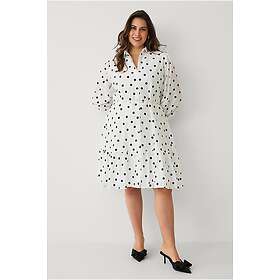 Ellos Collection Skjortklänning Puff Sleeve Prickigt Midi Klänning