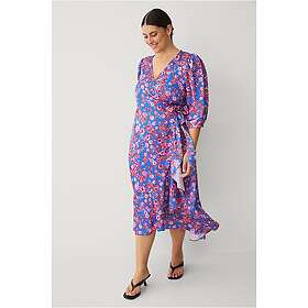 Zizzi Sandie 3/4 Midi Wrap Kjole Blomstermønstret Pufferm