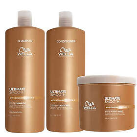 Wella Professionals Ultimate Smooth Shampoo Balsam Mask Set (Shampo 1000ml, Balsam 1000ml, Mask 500ml)