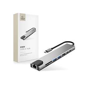 Tech-Protect HB09 8in1 TYPE-C + USB-A 3.0 + USB-C 3.0 + HDMI 4K 60HZ + SD/TF + P