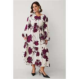 Ellos Collection Maxiklänning Puff Sleeve Blomstermønster Lang Kjole