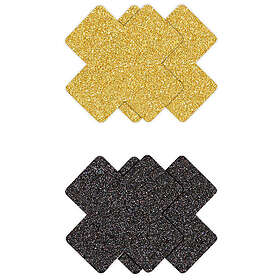 NS Novelties Nännisuojat Glitter Cross Black Gold 2 Par