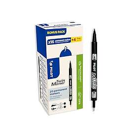 Pilot Twin Markørpen 0.4-0.8mm (Svart) 20-pack