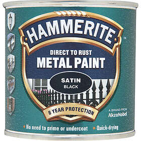 Hammerite Direct To Rust Metal Paint Satin Finish Black 0.25L