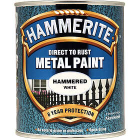 Hammerite Metal Paint Hammered Finish White 0.75L
