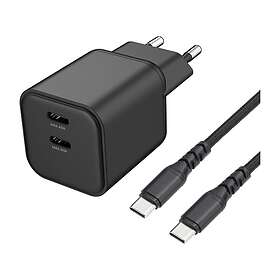 Dacota Platinum DP45W2U2MBK Dobbel USB-C GaN Vegglader 45W