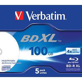Verbatim BD-R XL 100GB 4x 5-pakning Jewelcase Wide Inkjet