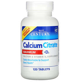 21st Century Calcium Citrate + D3 120 Capsules