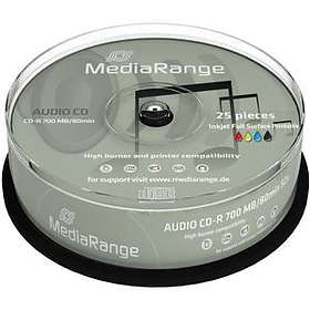 MediaRange CD-R 700MB 52x 25-pack Spindel Audio Fullface Printable