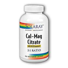 Solaray Cal-Mag Citrate 400IU Vitamin D 360 Capsules