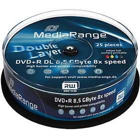 MediaRange DVD+R DL 8,5Go 8x Pack de 25 Spindle White Fullface Imprimable