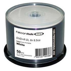 Falcon Media DVD+R DL 8.5GB 8x 50-pack Cakebox Fullface Inkjet