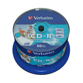Verbatim CD-R 700MB 52x 50-pakning Spindel Wide Inkjet