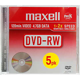 Maxell DVD-RW 4.7GB 2x 5-pack Jewel Case