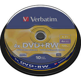 Verbatim DVD+RW 4.7GB 4x 10-pack Cakebox