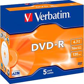 Verbatim DVD-R 4,7Go 16x Pack de 5 Boîtier cristal