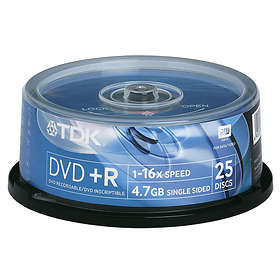 TDK DVD+R 4,7GB 16x 25-pack Spindel
