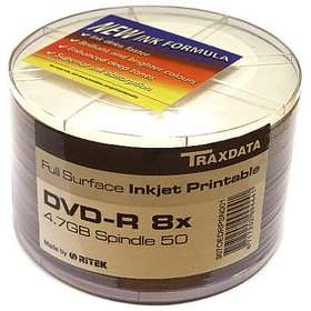 Traxdata DVD-R 4.7GB 8x 50-pack Bulk Fullface Inkjet