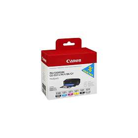 Canon CLI-551C/M/Y/BK (4 coloris) + PGI-550PGBK XL (Pigmentsvart)