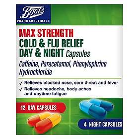 Boots Max Strength Cold & Flu Day & Night 16 Capsules