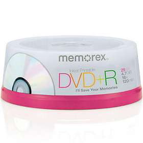 Memorex DVD+R 4,7GB 16x 25-pack Spindel Inkjet