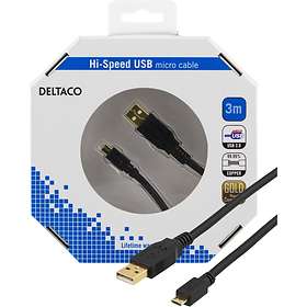 Deltaco Gold USB A - USB Micro-B 2.0 3m