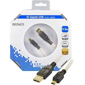 Deltaco Gold USB A - USB Mini-B 2.0 0.5m