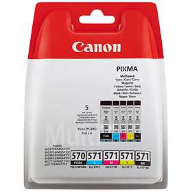 Canon CLI-571C/M/Y/BK (Cyan/Magenta/Gul/Black) + PGI-570PGBK (Pigment Black)