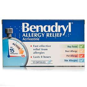 Benadryl Allergy Relief Acrivastine 12 Capsules