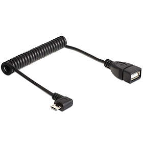 DeLock USB A - USB Micro-B (angled) F-M (spiral) 2.0 0.5m