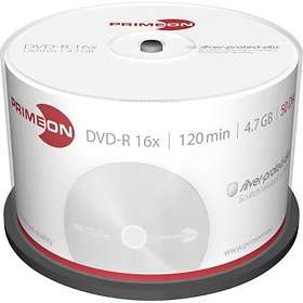 PRIMEON DVD-R 4.7GB 16x 50-pack Cakebox Silver-protect-disc