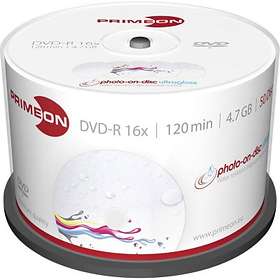 PRIMEON DVD-R 4,7GB 16x 50-pakning Spindel Photo-on-disc Inkjet Printable