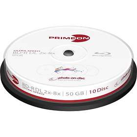 PRIMEON BD-R DL 50GB 8x 10-pakning Spindel Photo-on-disc Inkjet Printable