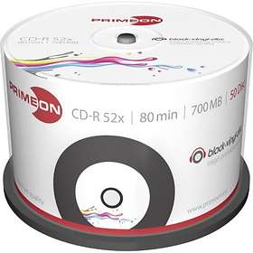 PRIMEON CD-R 700MB 52x 50-pack Spindel Black-vinyl-disc Inkjet Printable