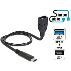 DeLock ShapeCable USB A - USB C F-M 2.0 0,5m